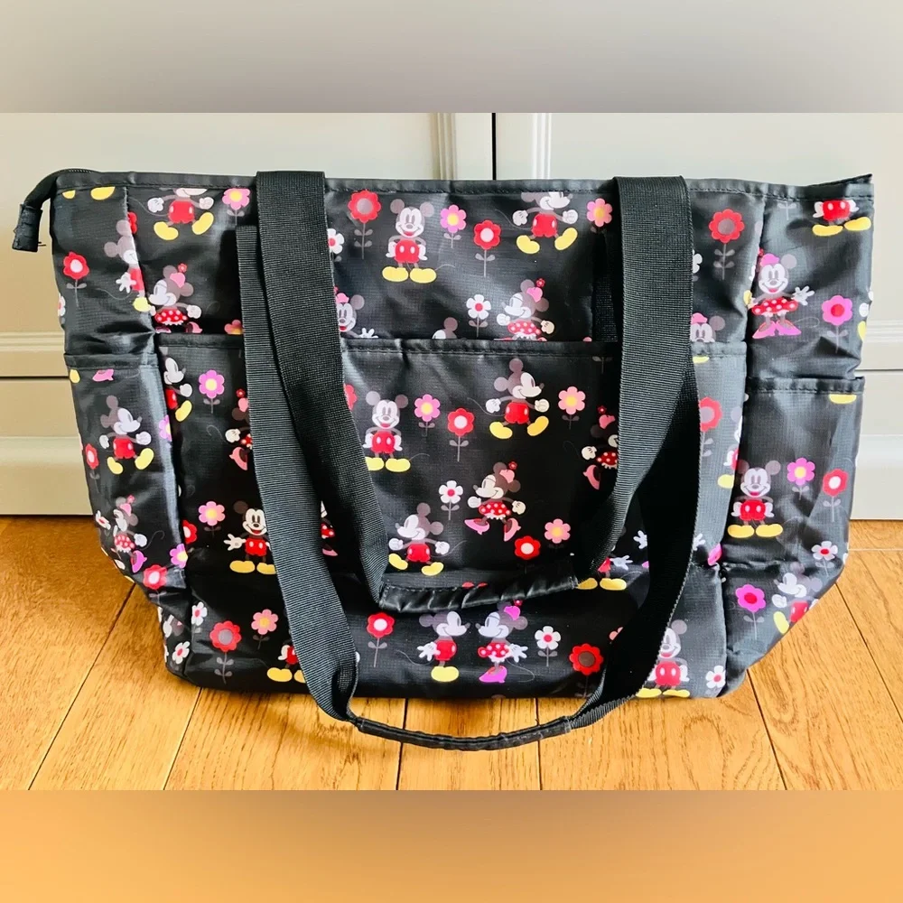 Disney Baby Minnie Mickey Mouse Diaper Bag Black Red Excellent Condition